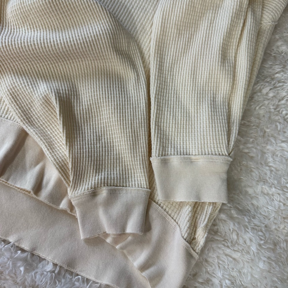 Free People We The Free Buttercup Thermal Top Oversized Small Ecru Waffle Knit - Picture 7 of 12
